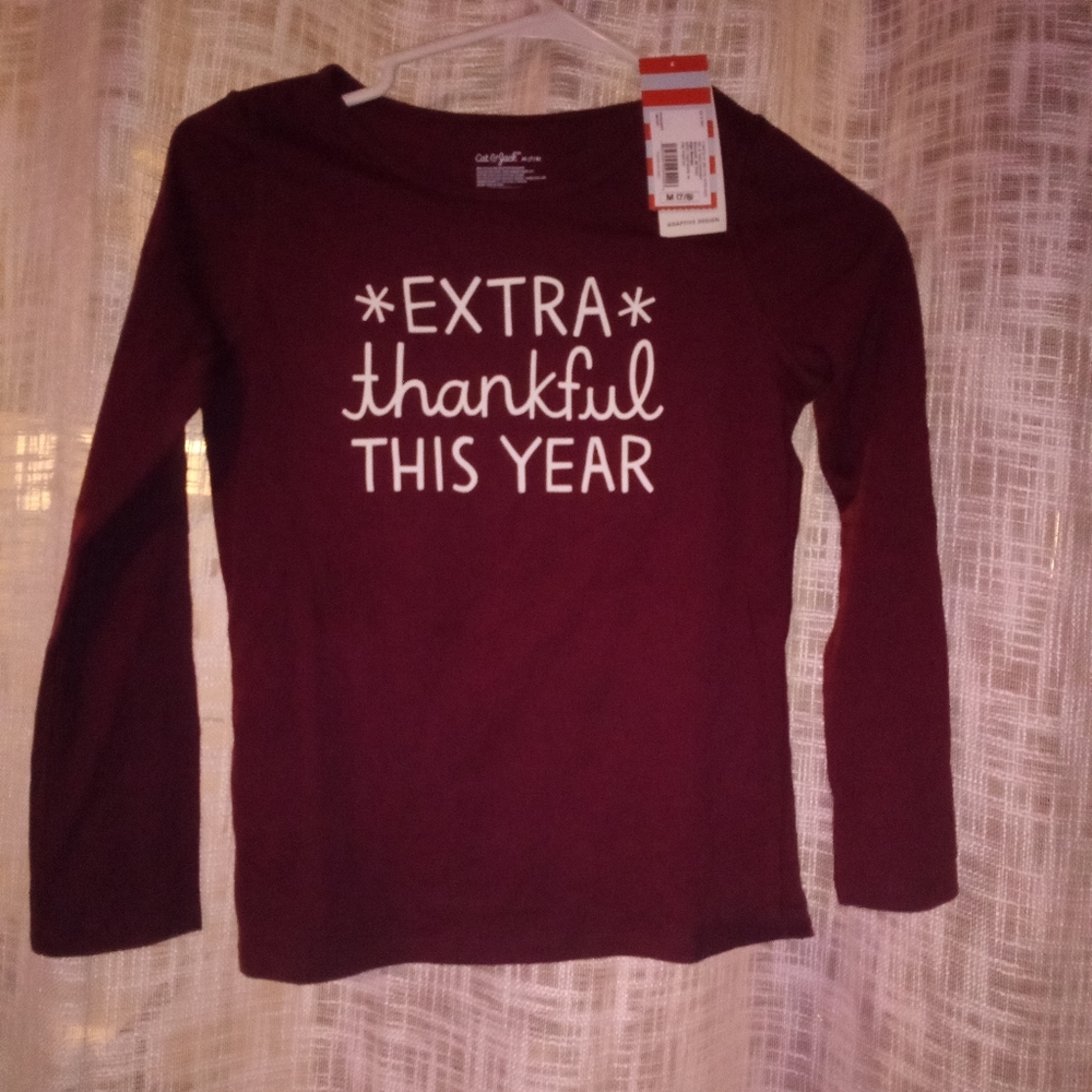 Extra thankful burgundy long sleeve kids* t-shirt
